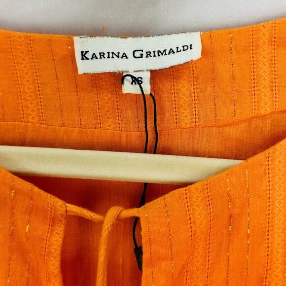 Karina Grimaldi Raffa Metallic Mini Dress – Orange – Size XS - Picture 6 of 7